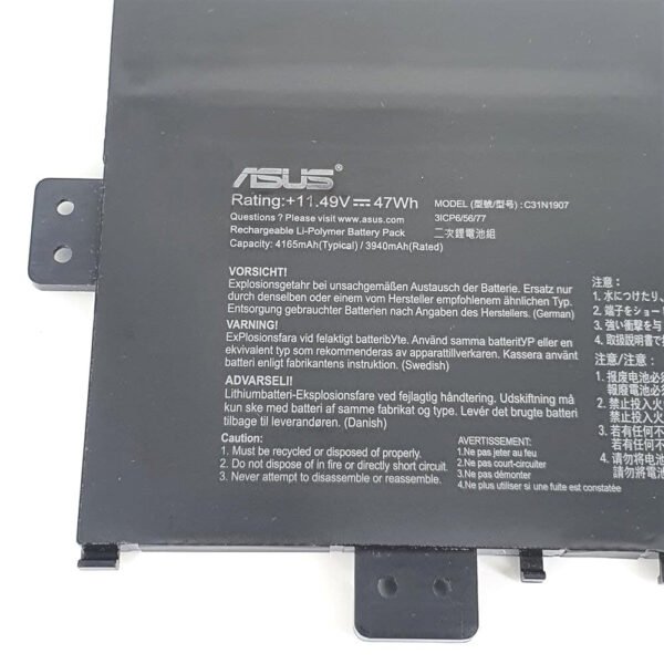 Original Laptop Battery for ASUS VivoBook 17 F712FA F712FB 0B200-03350600, 3ICP6 / 56/77, C31N1907 11.49V 47WH - Image 3